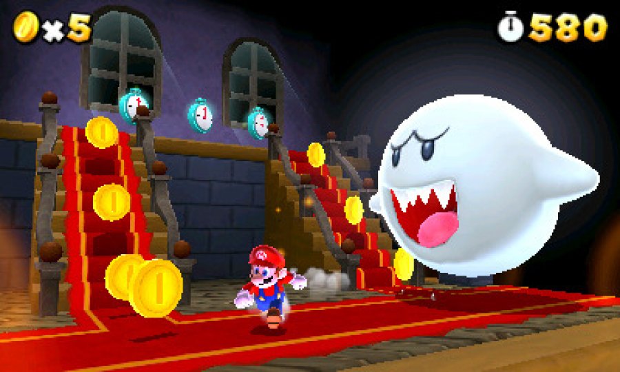 Mario flieht vor übergroßem Gespenst