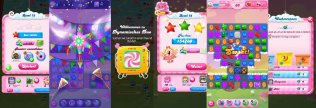 Viele Screenshots von verschiedenen Eindrücken im Spiel Candy Crush