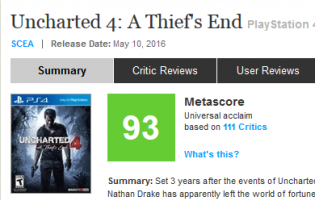 Spielebewertungen - Metacritic - Uncharted 4