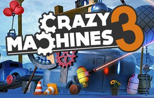 Auf dem Bild ist das Logo von Crazy Machines 3 vorhanden.