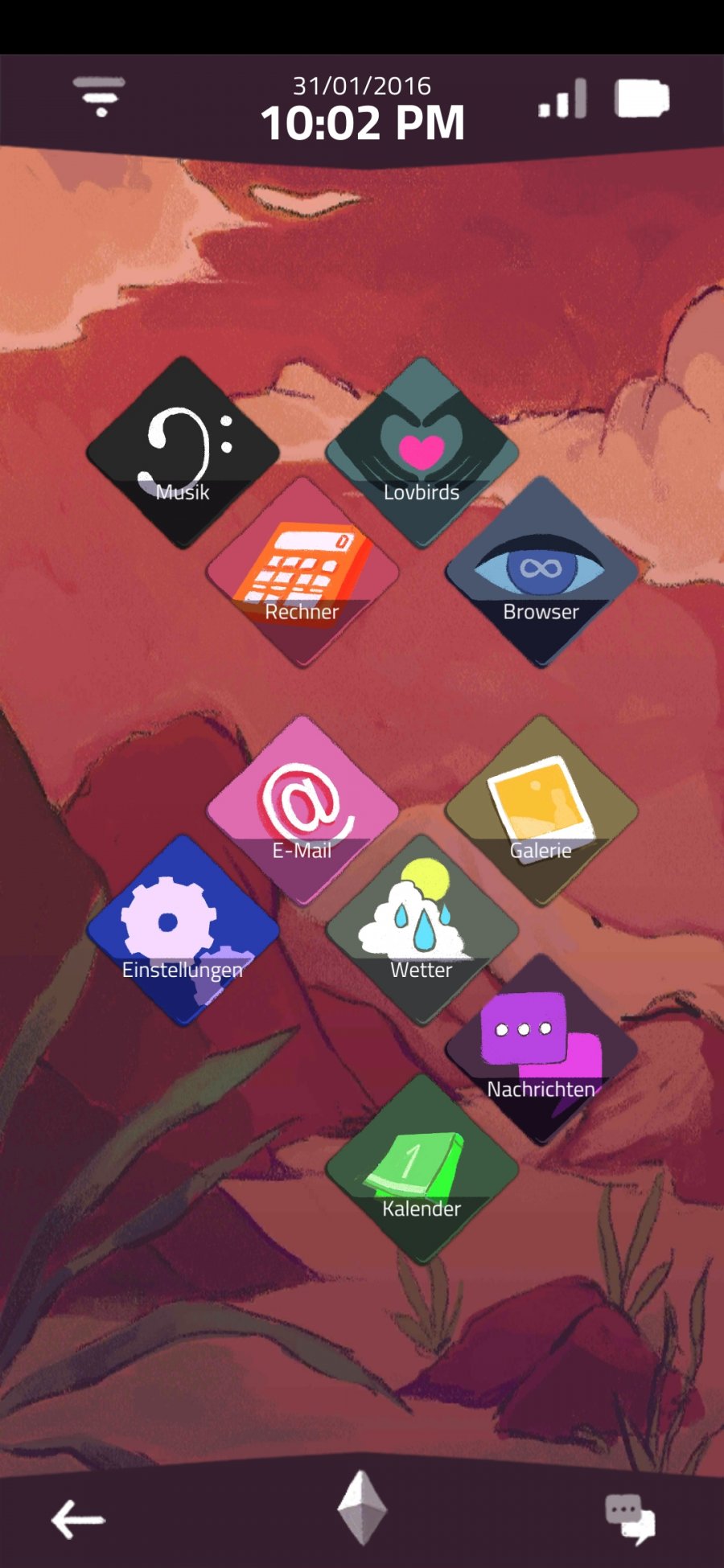 Der Screenshot eines Smartphone-Desktops mit verschiedenen Apps.